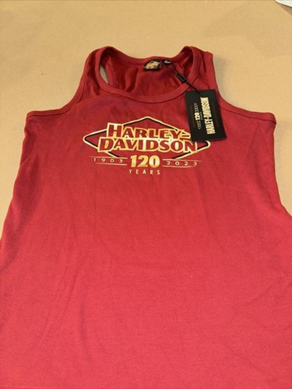 HARLEY DAVIDSON XL 96725-23VW Women's 120th Red Knit Tank MERLOT